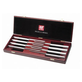 Eight-Piece Stainless Steel Serrated Steak Knife Set with Wood Presentation Case