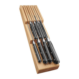 Professional "S" Ten-Piece Knife Block Set with Beechwood In-Drawer Knife Tray