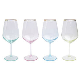 Rainbow Assorted Wine Glasses Set of 4