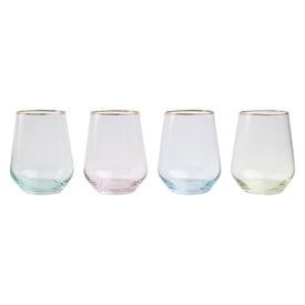 Rainbow Assorted Stemless Wine Glasses Set of 4