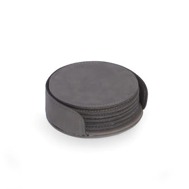 Leatherette Coasters with Holder Set of 6 - Vintage Gray