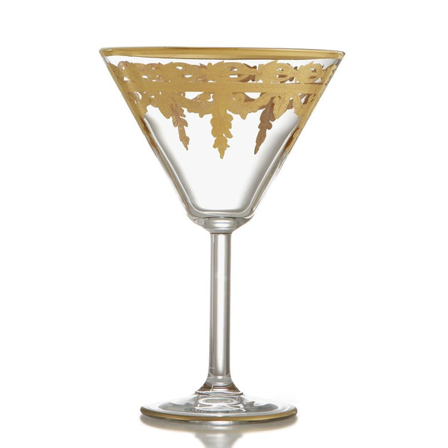 Zodax Kampari Triangular Martini Glasses with Gold Rim Set of 4