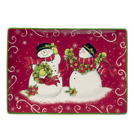 Holiday Magic Snowman 14" x 10" Rectangular Platter