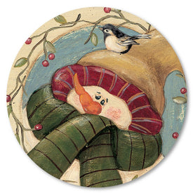 Hat & Scarf Snowman I Circular Wood Wall Decor