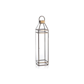Martino 25" Tall Antique Brass Glass Lantern