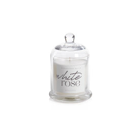 White Rose Scented Candle Jar with Glass Dome