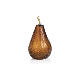 Decorative Amber Glass Pear Sculpture