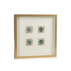 Gold Framed Four-Piece Emerald Crystal Wall Decor