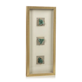 Gold Framed Three-Piece Emerald Crystal Wall Decor