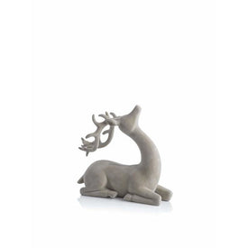 Flocked Sitting Deer Figurine Statue
