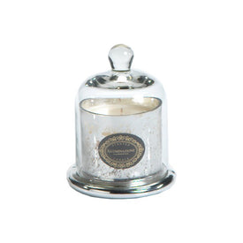 Small Antique Silver French Red Currant Candle Jar with Glass Dome