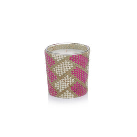 Mia Handwoven Scented Candle Jar - Pink and White Boardwalk