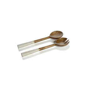 Legacy Mango Wood and Marble Salad Sever Set