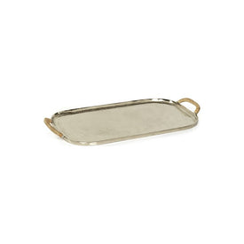 Halmstad Aluminum Tray with Rattan Wrapped Handles