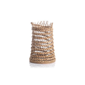 Palaui 15.5" Tall Seagrass Braided Hurricane Candle Holder