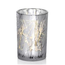 7" Silver-Plated Branch Design LED Hurricanes Set of 2
