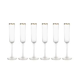 Zalli 11.25" Tall Champagne Flutes with Gold Rim Set of 6