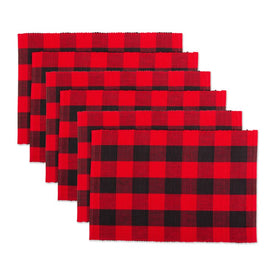 Buffalo Check Ribbed Placemats Set of 6 - Red/Black