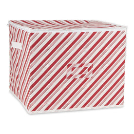 Holiday Candy Stripe Print Large Ornament Storage Box