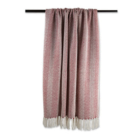 Herringbone Stripe 50" x 60" Throw - Barn Red