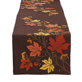 Falling Leaves Embroidered 14" x 70" Table Runner