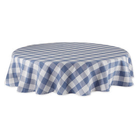 Buffalo Check 70" Round Tablecloth - Stonewash Blue