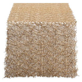 Sequin Mesh 16" x 10 Ft Table Runner Roll - Gold