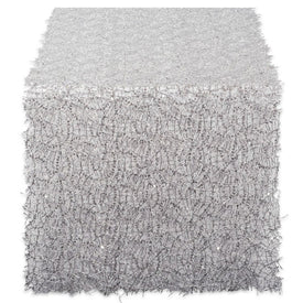 Sequin Mesh 16" x 10 Ft Table Runner Roll - Silver