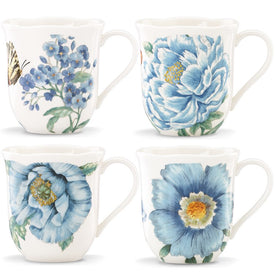 Butterfly Meadow Blue Mugs Set of 4