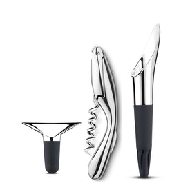 Three-Piece Wine and Bar Tool Set (Corkscrew, Wine Stopper, Wine Pourer)