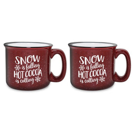 Hot Cocoa is Calling Burgundy Mug Set
