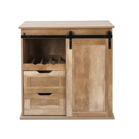 Natural Oak Finish Wine and Storage Cabinet