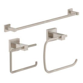 Duro Three-Piece Bath Accessory Set with Toilet Paper Holder, 18" Towel Bar, and Towel Ring