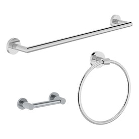 Identity Three-Piece Bath Accessory Set with Toilet Paper Holder, 18" Towel Bar, and Towel Ring