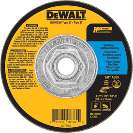 4-1/2" x 1/8" x 5/8"-11 T27 HP Stainless Steel Grinding Wheel