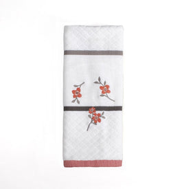 Coral Gardens Embroidered Hand Towel in Ivory