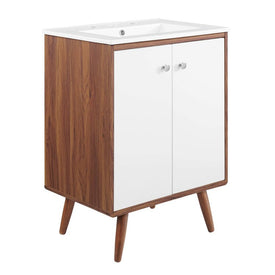 Transmit 24" Single Bathroom Vanity with White Ceramic Top and Integrated Sink