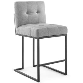 Privy Black Stainless Steel Upholstered Fabric Counter Stool