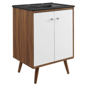 Transmit 24" Single Bathroom Vanity with Black Ceramic Top and Integrated Sink
