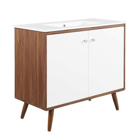 Transmit 36" Single Bathroom Vanity with White Ceramic Top and Integrated Sink