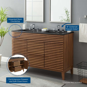 EEI-5381-WAL-BLK Bathroom/Vanities/Double Vanity Cabinets with Tops