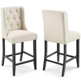Baronet Counter-Height Bar Stool Upholstered Fabric Set of 2