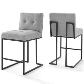 Privy Black Stainless Steel Upholstered Fabric Counter Stools Set of 2