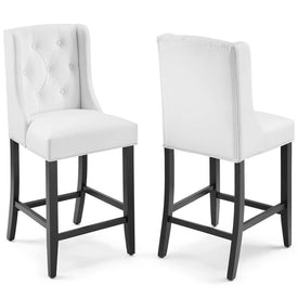 Baronet Counter-Height Bar Stool Faux Leather Set of 2