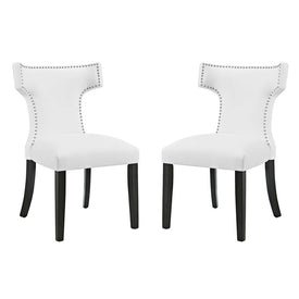 Curve Vinyl Dining Side Chairs Set of 2