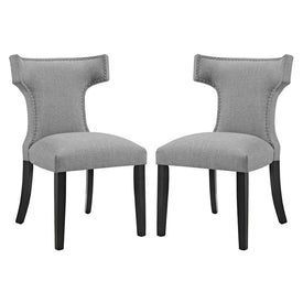 Curve Fabric Dining Side Chairs Set of 2