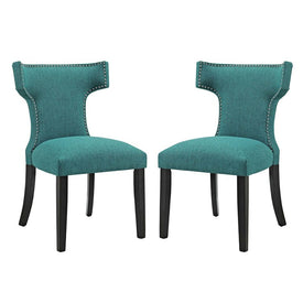 Curve Fabric Dining Side Chairs Set of 2