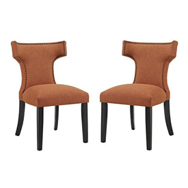 Curve Fabric Dining Side Chairs Set of 2
