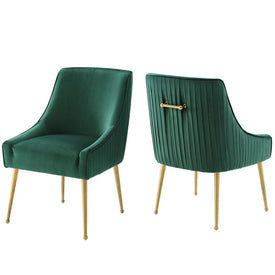 Discern Pleated Back Upholstered Performance Velvet Dining Chairs Set of 2
