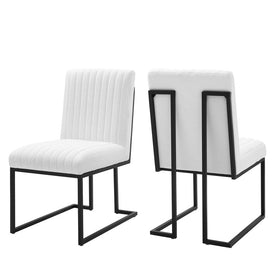 Indulge Channel Tufted Fabric Dining Chairs Set of 2